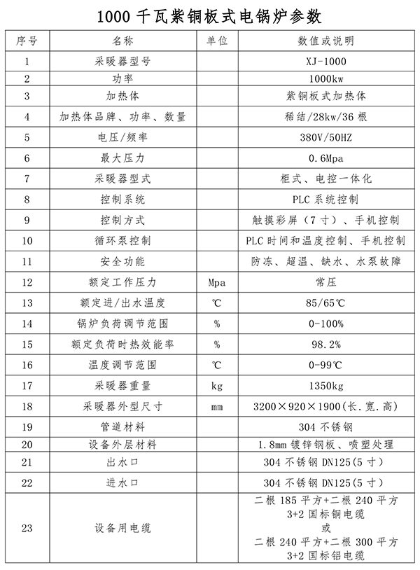 1000kw紫铜板式电锅炉
