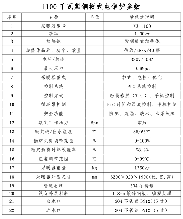 1100kw紫铜板式电锅炉