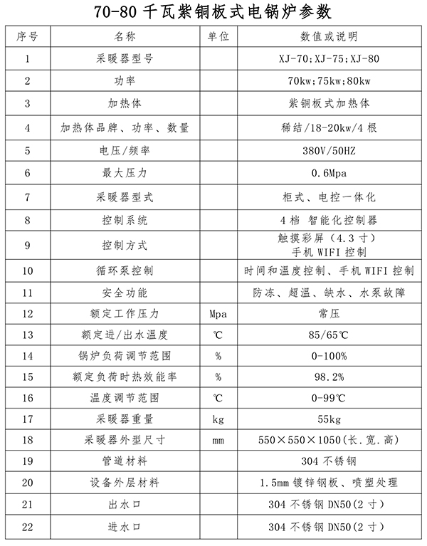 70-80kw紫铜板式电锅炉