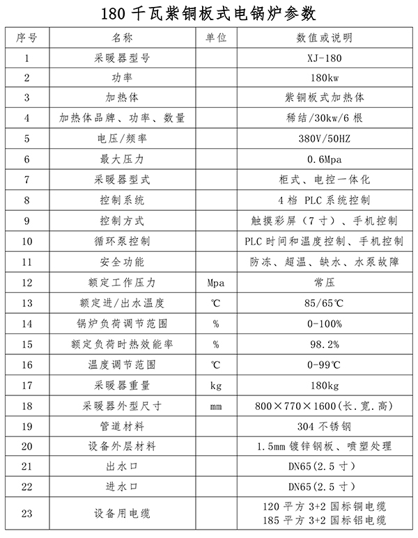 180kw紫铜板式电锅炉