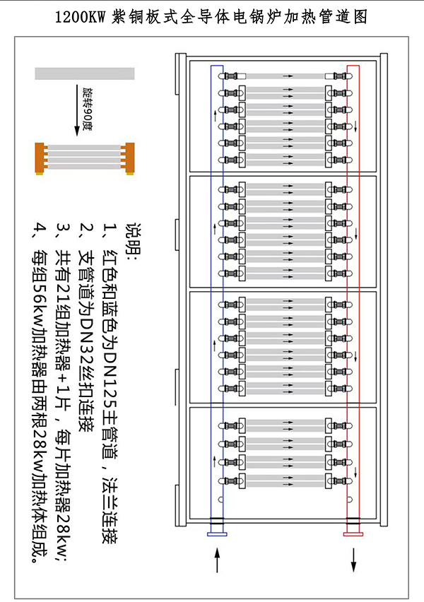 1200kw紫铜板式电锅炉