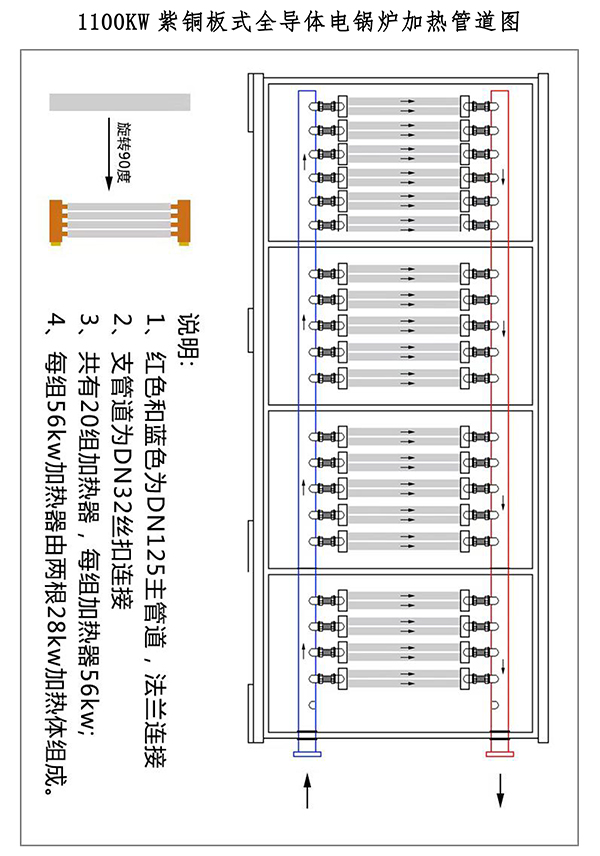 1100kw紫铜板式电锅炉