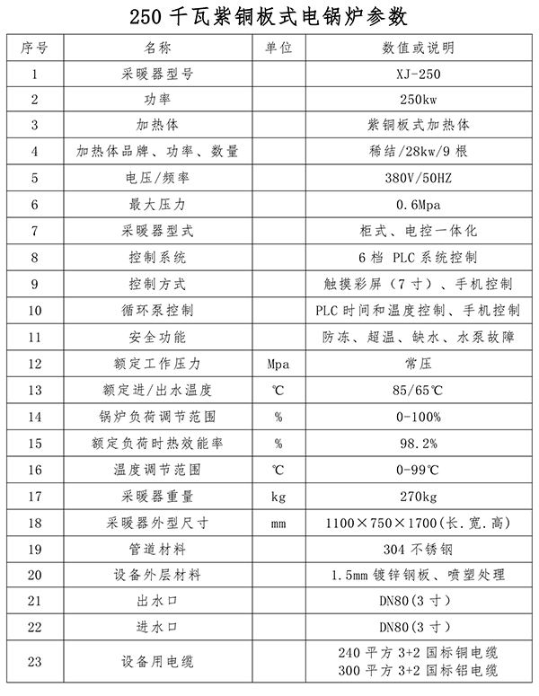250kw紫铜板式电锅炉